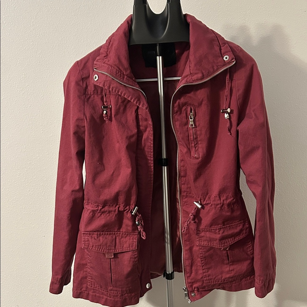 Miss London Burgundy Utility Jacket
